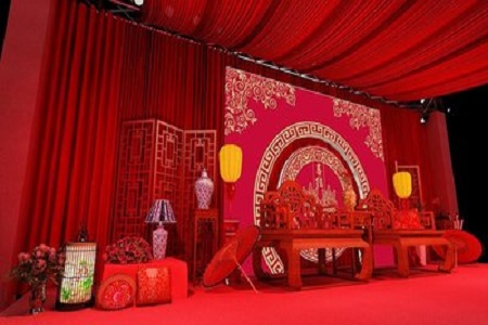 中式婚礼背景墙图片